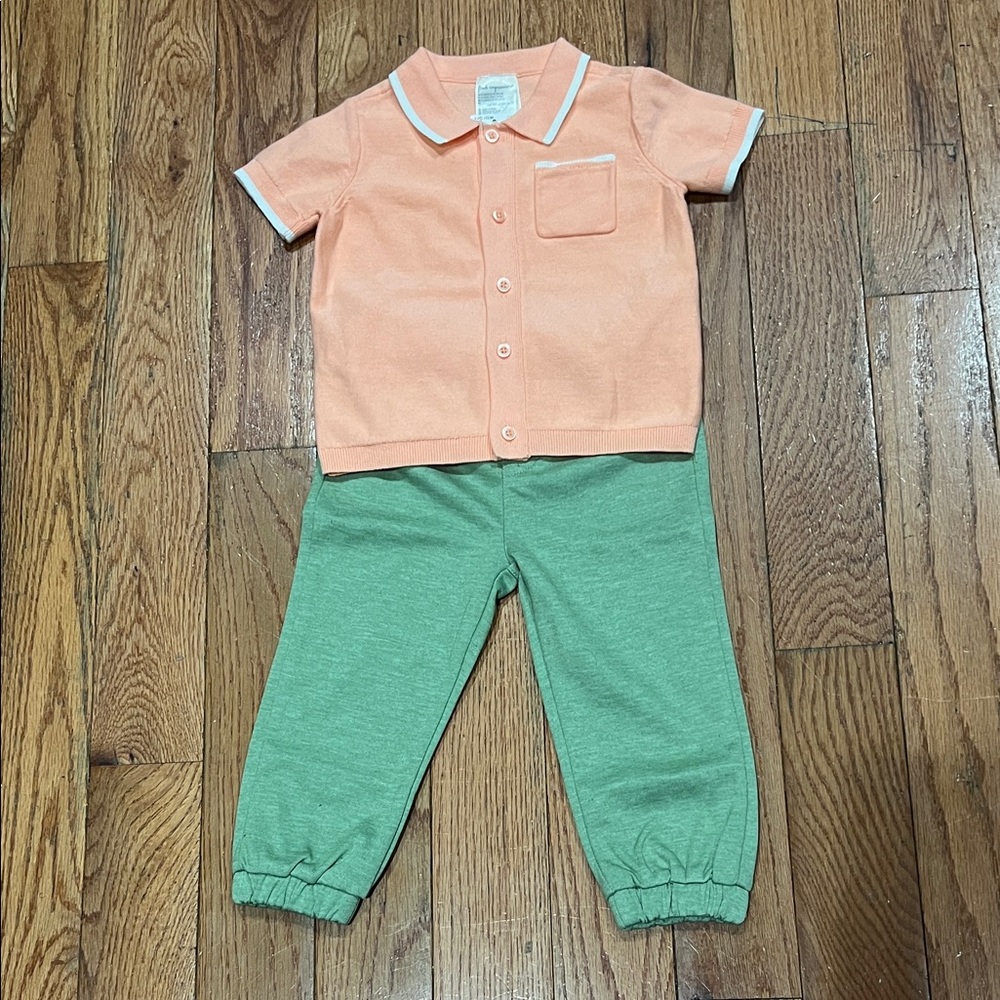 Peach and Green Baby Preppy Outfit